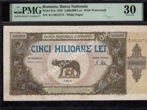 Romania $5,000,000 Lei 1947 World Notes Front