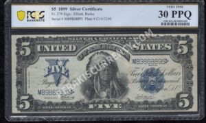 Silver Cert. 279 1899 $5 typenote Front