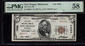 1800-2 New Prague, Minnesota $5 1929II Nationals Front