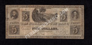 Northampton Pennsylvania $5 1837 Obsolete Front