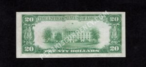 FR 1870-H 1929 $20 FRBN Back