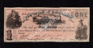 Jackson Mississippi $1 1862 Obsolete Front