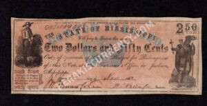 Jackson Mississippi $2.50 1862 Obsolete Front