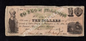 Jackson Mississippi $10 1862 Obsolete Front