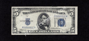 FR 1653W 1934C $5 Silver Certificates Front