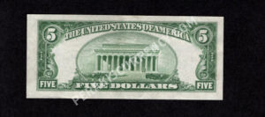 FR 1653W 1934C $5 Silver Certificates Back