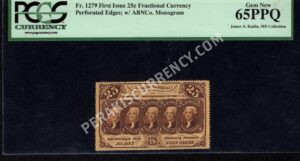 FR 1279 $0.25 1st Issue fractionals Front