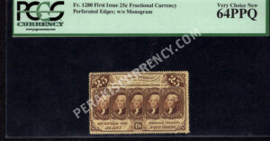 FR 1280 $0.25 1st Issue fractionals Front