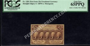 FR 1281 $0.25 1st Issue fractionals Front