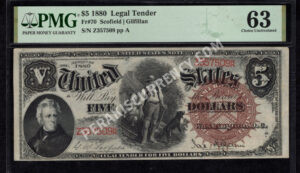 Legal Tender 70 1880 $5 typenote Front