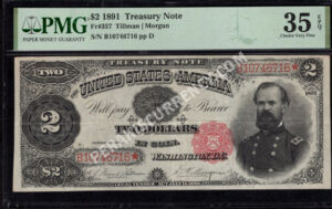 Treasury Notes 357 1891 $2 typenote Front