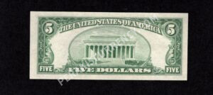 FR 1656 1953A $5 Silver Certificates Back