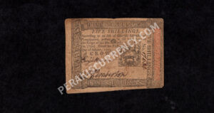 Pennsylvania 5 Shillings 1773 Colonial Front