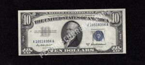 FR 1707 1953A $10 Silver Certificates Front