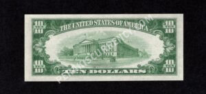 FR 1707 1953A $10 Silver Certificates Back