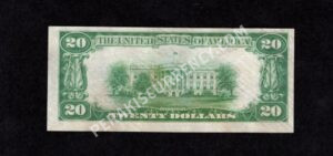 FR 2402 1928 $20 Gold Certificate Back