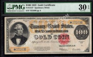 Gold Certificates 1215* 1922 $100 typenote Front