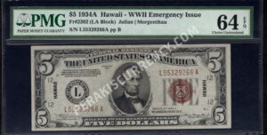 FR 2302 1934A $5 Hawaii Front