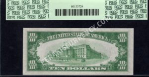 FR 1701 1934 $10 Silver Certificates Back