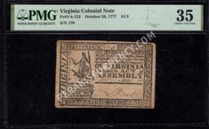 Virginia $1/3 10/20/1777 Colonial Front