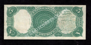 Legal Tender 91 1907 $5 typenote Back