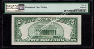 FR 1653W 1934C $5 Silver Certificates Back