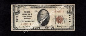 1801-1 Jackson, Mississippi $10 1929 Nationals Front