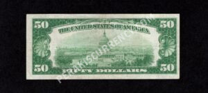 FR 2404 1928 $50 Gold Certificate Back