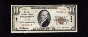 1801-1 Woodstown, New Jersey $10 1929 Nationals Front