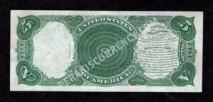 Legal Tender 87 1907 $5 typenote Back