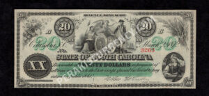 Charleston South Carolina $20 1872 Obsolete Front