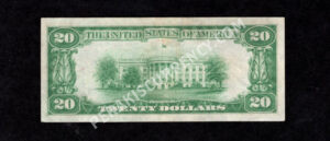 FR 2402 1928 $20 Gold Certificate Back