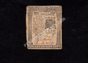 Pennsylvania 40 Shillings 12/8/1775 Colonial Front