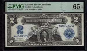 Silver Cert. 255 1899 $2 typenote Front