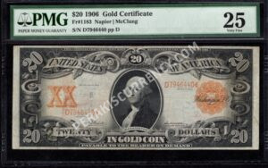 Gold Certificates 1183 1906 $20 typenote Front