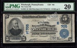 598 Pittsburgh, Pennsylvania $5 1902 Nationals Front