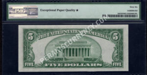 FR 1653W 1934C $5 Silver Certificates Back