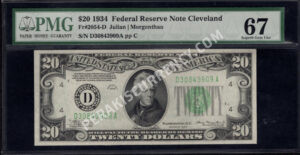 FR 2054-D 1934 $20 FRN Front