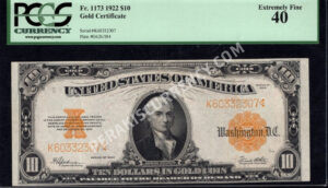 Gold Certificates 1173 1922 $10 typenote Front