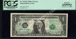 FR 1915-E 1988A $1 Errors/Oddities Front