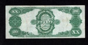 Silver Cert. 321 1891 $20 typenote Back