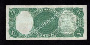 Legal Tender 91 1907 $5 typenote Back