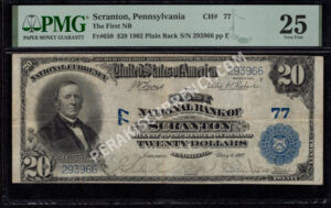 650 Scranton, Pennsylvania $20 1902 Nationals Front