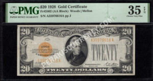 FR 2402 1928 $20 Gold Certificate Front