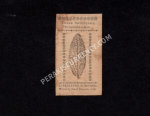 New Jersey 3 Shillings 3/25/1776 Colonial Back