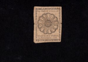 19 $1/6 Dollar 2/17/1776 Continentals Back