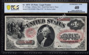 Legal Tender 20 1875 $1 typenote Front