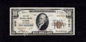 1801-2 Elmer, New Jersey $10 1929II Nationals Front