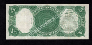 Legal Tender 91 1907 $5 typenote Back