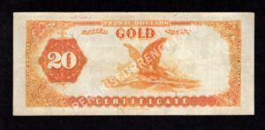 Gold Certificates 1178 1882 $20 typenote Back